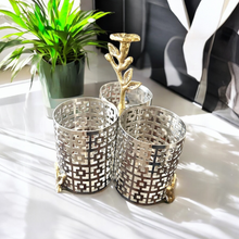 Load image into Gallery viewer, Gold and Silver Cutlery stand with lily stem handle, luxurious and grand and elegant