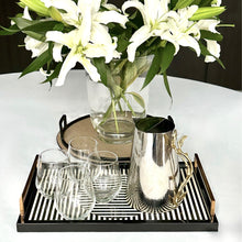 Load image into Gallery viewer, Luxury rectangular piano lacquer tray with brass handles – Art Deco Grand Tray, Meraki Lily