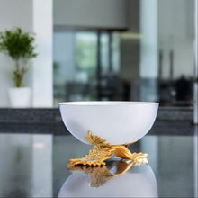 Load image into Gallery viewer, Bellezza Bowl in white and gold by Meraki Lily, perfect for serving snacks or as a stylish tabletop accent