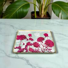 Load image into Gallery viewer, Cabana Tray with bright fuchsia floral design, perfect for serving or adding color to your table.