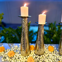 Load image into Gallery viewer, Palenzia Candle Stands, embossed set of 2, perfect for stylish ambient lighting.