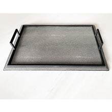 Load image into Gallery viewer, grey leather tray with black handle