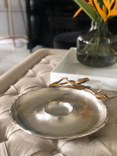 Load image into Gallery viewer, Silver and Gold chip and dip platter with gold accents, luxury serve ware