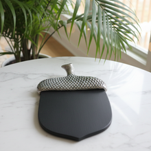 Load image into Gallery viewer, black marble cheeseboard with silver handle, modern and elegant