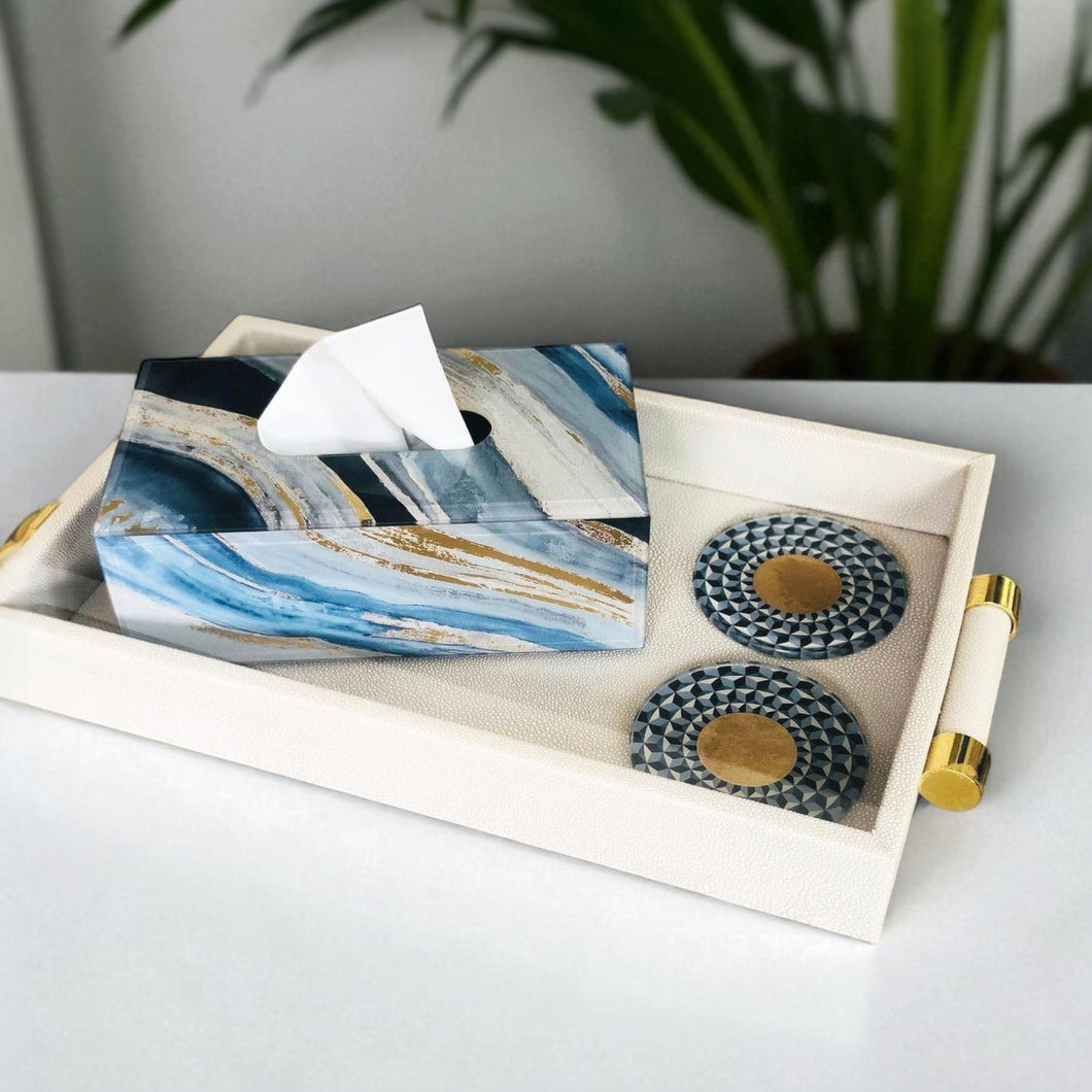 Luxe Blue Tissue Box