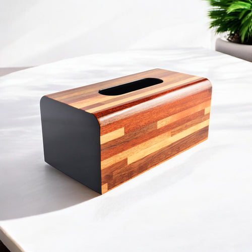 Lacquer high end brown tissue box, modern and elegant