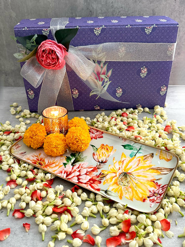 floral print tray, colorful and vibrant