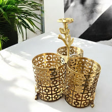 Load image into Gallery viewer, Gold and Silver Cutlery stand with lily stem handle, luxurious and grand and elegant
