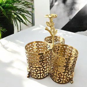 Gold and Silver Cutlery stand with lily stem handle, luxurious and grand and elegant