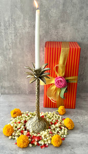 gold Palm tree candle stand, luxurious tropical and elegant 