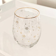 Load image into Gallery viewer, snowflakes glass, gold glass, xmas glassware
