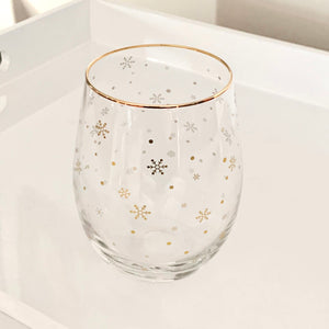 snowflakes glass, gold glass, xmas glassware