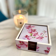 Load image into Gallery viewer, floral orchid coaster set of 6, modern traditional contemporary and elegant
