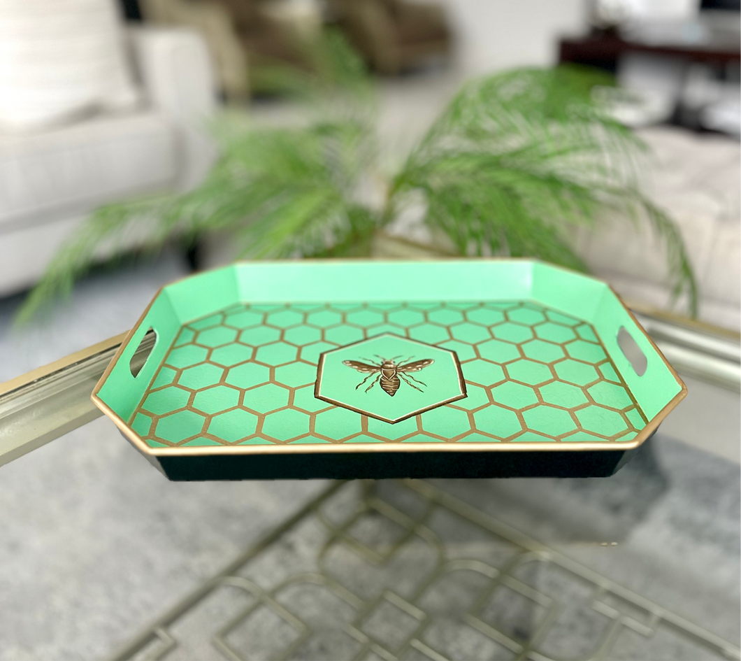 Akira Tray with bee motif by Meraki Lily, ideal for serving or as a decorative centerpiece