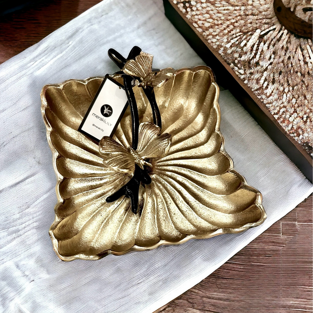 Amara Gold Napkin Holder by Meraki Lily – elegant napkin holder with butterfly design, perfect for dining table décor, entertaining, or stylish table settings. Shop now!