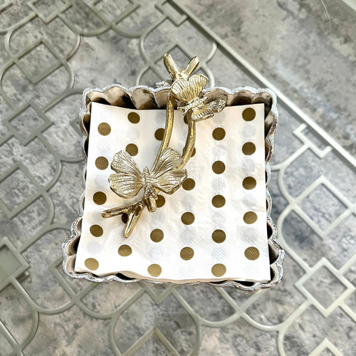 Amara Silver Napkin Holder with butterfly accents by Meraki Lily for elegant dining table decor