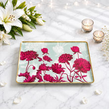 Load image into Gallery viewer, Cabana Tray with bright fuchsia floral design, perfect for serving or adding color to your table.
