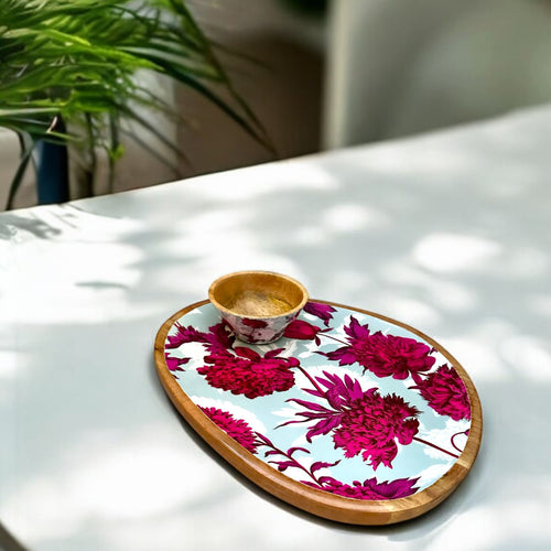 Cabana Platter Set in fuchsia blooms by Meraki Lily, perfect for brunch and summer entertaining