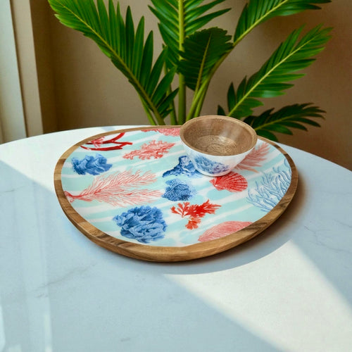 Corallia Oblong Set with coral reef-inspired design, perfect for coastal-themed table settings