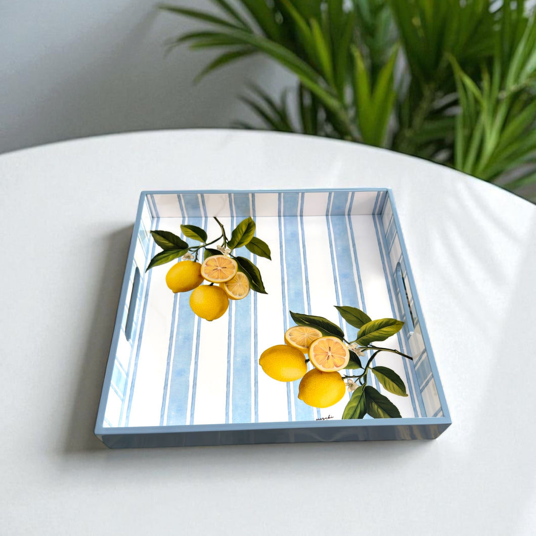 Missona Tray with yellow lemons, ideal for serving breakfast, tea, or cocktails.