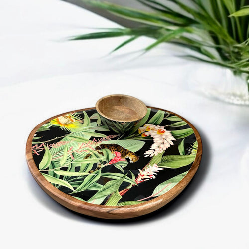Panthera Platter Set in leopard, wild tropical luxury by Meraki Lily, ideal for dinner parties and tropical-themed celebrations