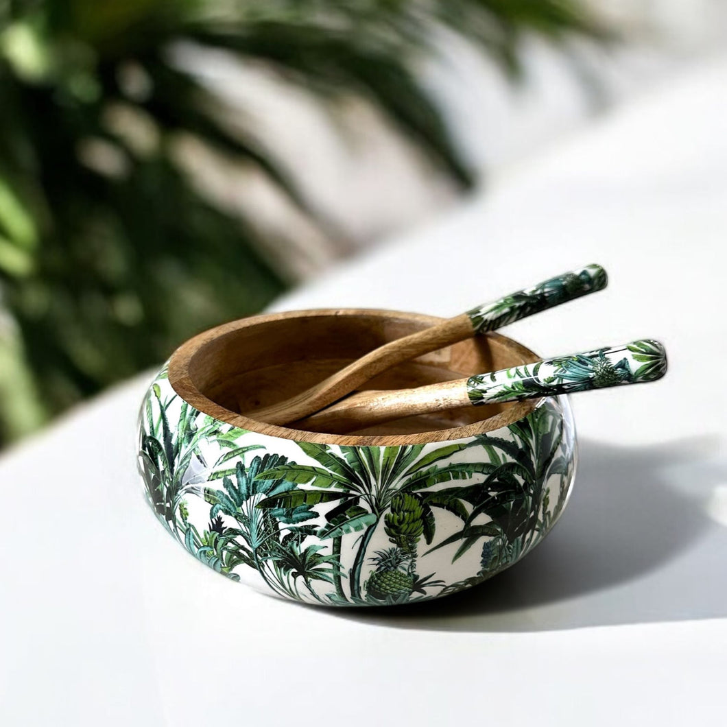 Rainforest Salad Bowl by Meraki Lily, tropical-inspired serving bowl for salads, fruits, and decorative table styling
