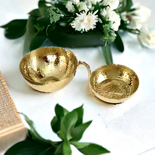 Ruhi 2-joined nut bowl by Meraki Lily in an elegant radiant design for snacks, dips, or table decor