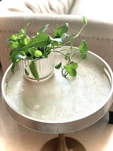 silver round wood lacquer tray, simple and minimalist