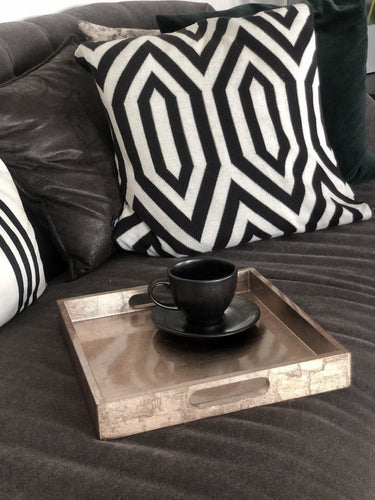Square wood lacquer Tray champagne gold 