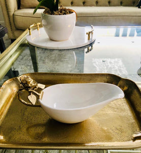 white and gold porcelain and gold flower gravy dish, luxurious and elegant