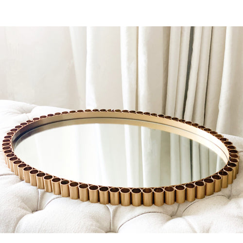 oval mirror tray with gold border, very luxurious and grand