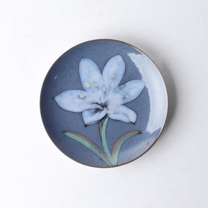 blue tapas plate with lily design