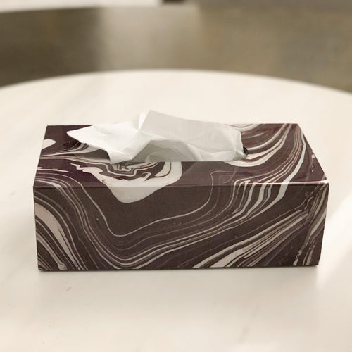 marble black white and grey lacquer tissue box, modern and elegant