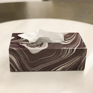 marble black white and grey lacquer tissue box, modern and elegant
