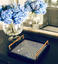 Load image into Gallery viewer, Black and white Art Deco serving tray – handcrafted serveware by Meraki Lily
