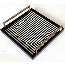 Load image into Gallery viewer, Luxury piano lacquer tray with brass handles – Art Deco Square Tray by Meraki Lily

