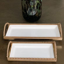 Load image into Gallery viewer, Karina Collection Platter by Meraki Lily, white and champagne gold versatile serveware for snacks, desserts, and table styling

