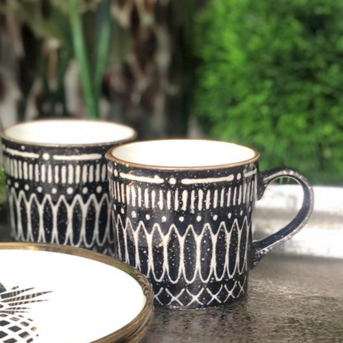black and white stripe abstract design mug, minimalist modern and elegant