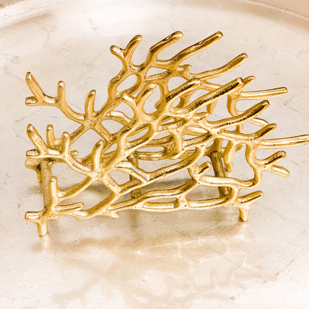 branch gold napkin holder